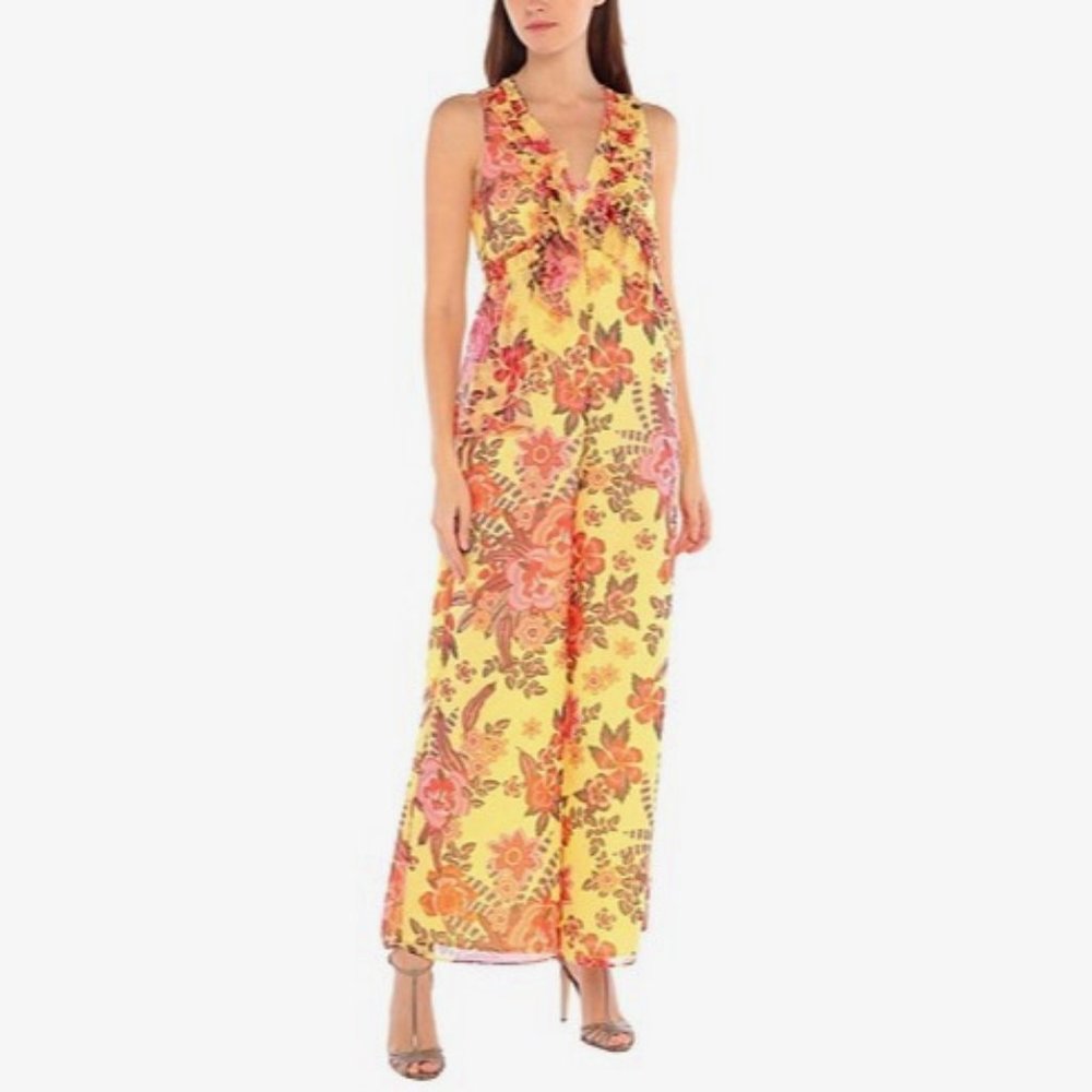 Italian Atos Lombardini Jumpsuit, yellow floral